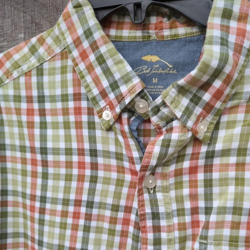 Bob Timberlake Men's All Cotton Oxford Classic Fit Plaid Long Sleeve Shirt Med